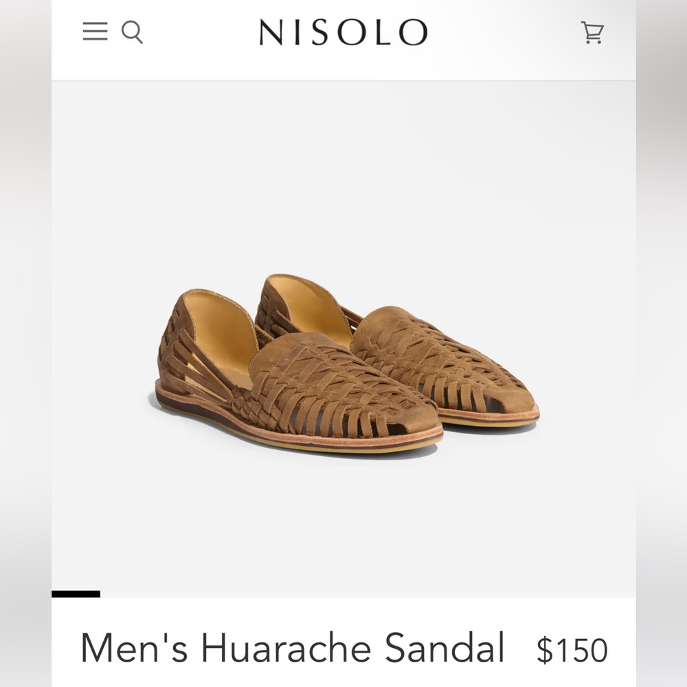 Nisolo Men's Huarache Sandal NWT Saddle Brown leather Size 12.5